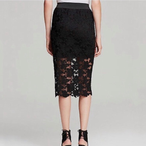 Free People Everything Rosey Black Lace Pencil Skirt with Elastic Band - Picture 2 of 9